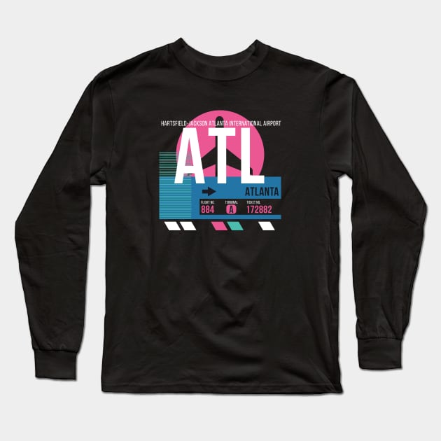 Atlanta (ATL) Airport // Sunset Baggage Tag Long Sleeve T-Shirt by Now Boarding